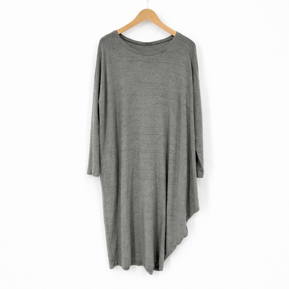 OSKA 2 (US 8/10/12) midi asymmetrical dress long sleeve Sage green textured wave - Picture 1 of 11